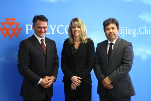 Polycom��̫�^(q��)�����ձȺ����������ޅ^(q��)����Hansjoerg Wagner (��һ)��Polycomȫ���N�ۈ�(zh��)�и�����Tracey Newell(����)��Polycom�Ї��^(q��)����(j��ng)�����(��һ)